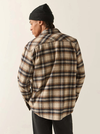 BRIXTON BOWERY FLANNEL SOFT BROWN PLAID 