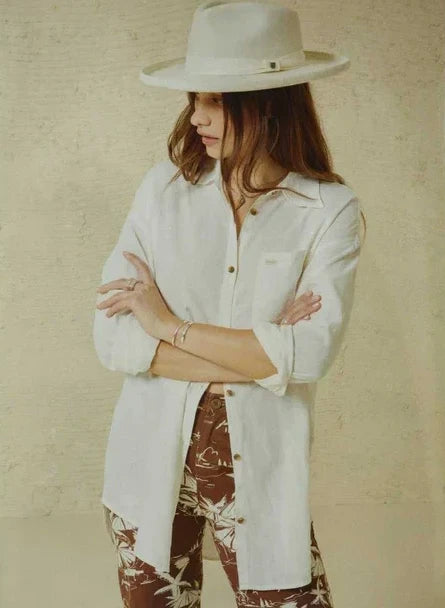 BRIXTON VINTAGE LINEN WOVEN SHIRTDRESS OFF WHITE