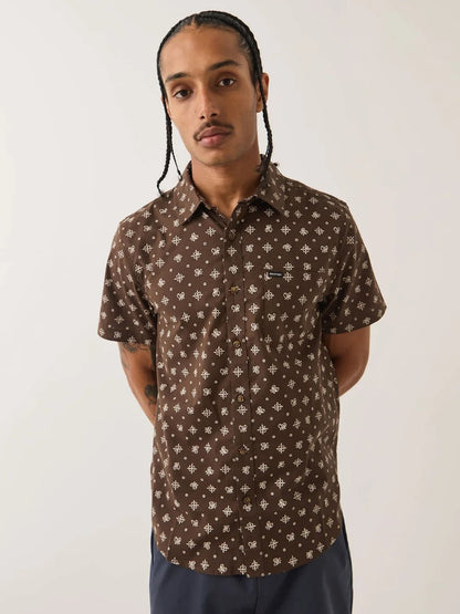 BRIXTON CHARTER PRINT SHORT SLEEVE SHIRT WALNUT BROWN 