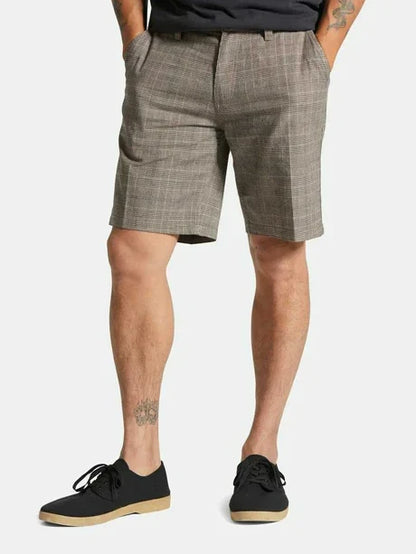 BRIXTON CHOICE CHINO SHORT 9" BROWN/CREAM HOUNDSTOOTH