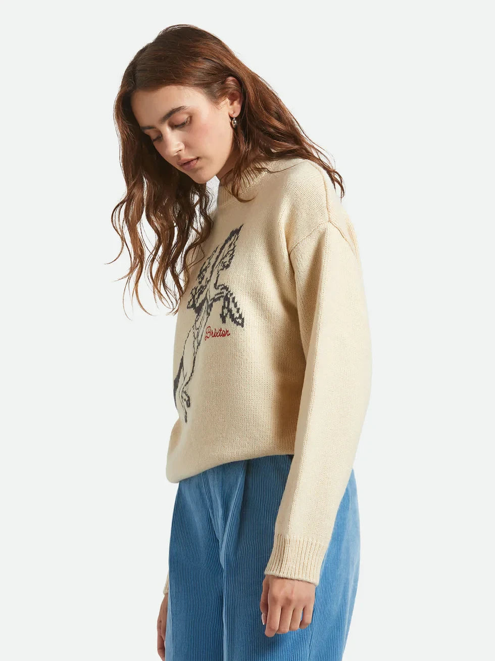 BRIXTON RANCHING CLUB CREW SWEATER WHITECAP