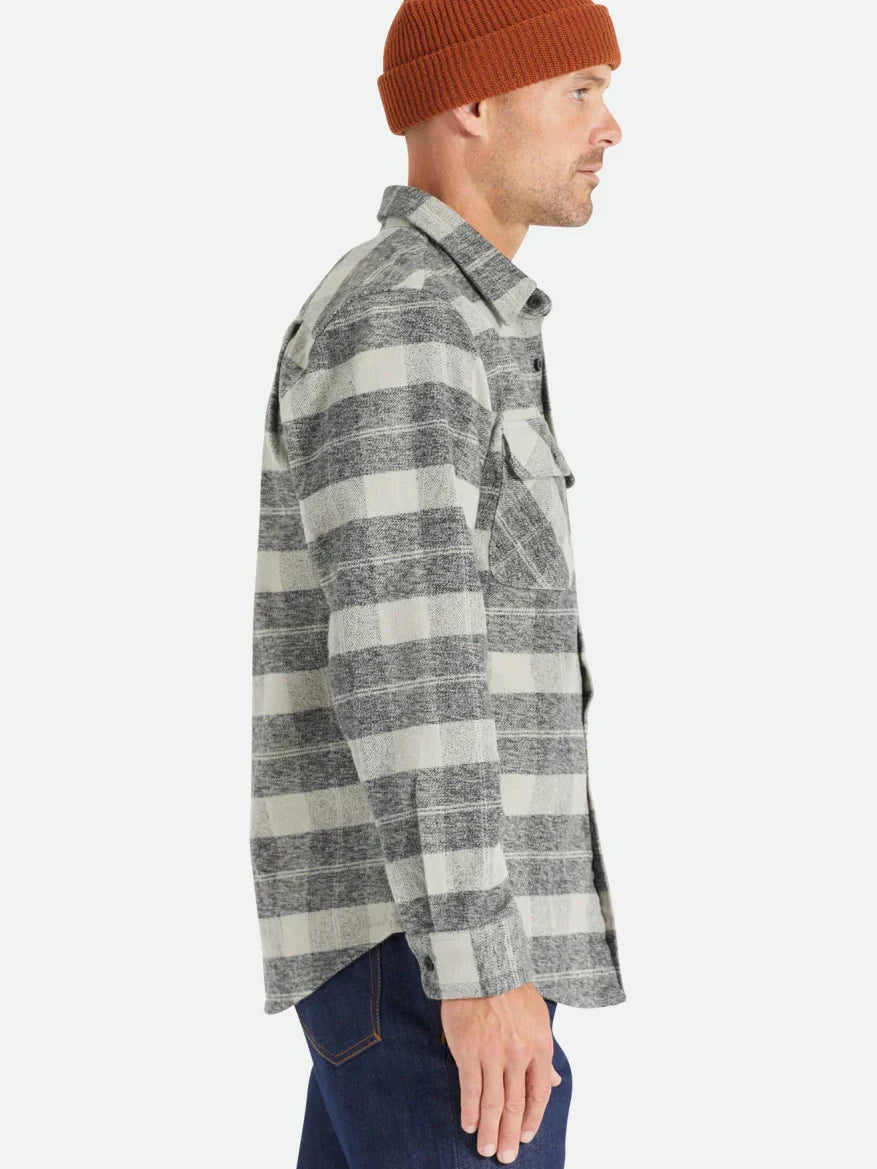 BRIXTON BOWERY HEAVY WEIGHT FLANNEL BLACK/CHCARCOAL 