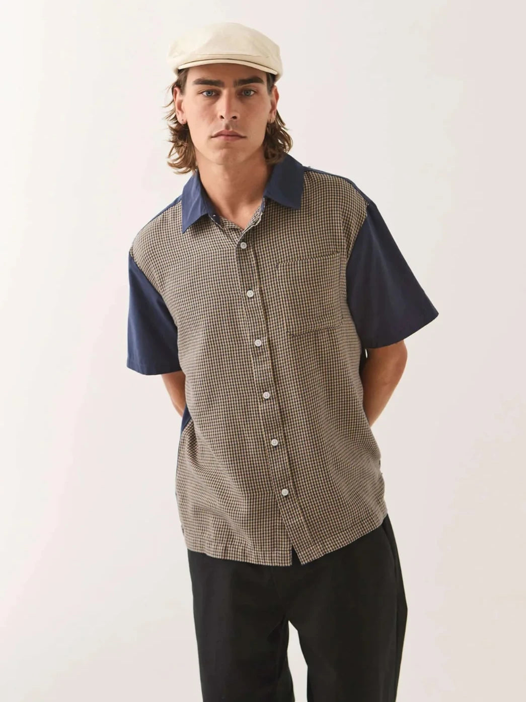 BRIXTON CRU SHORT SLEEVE SHIRT NAVY 