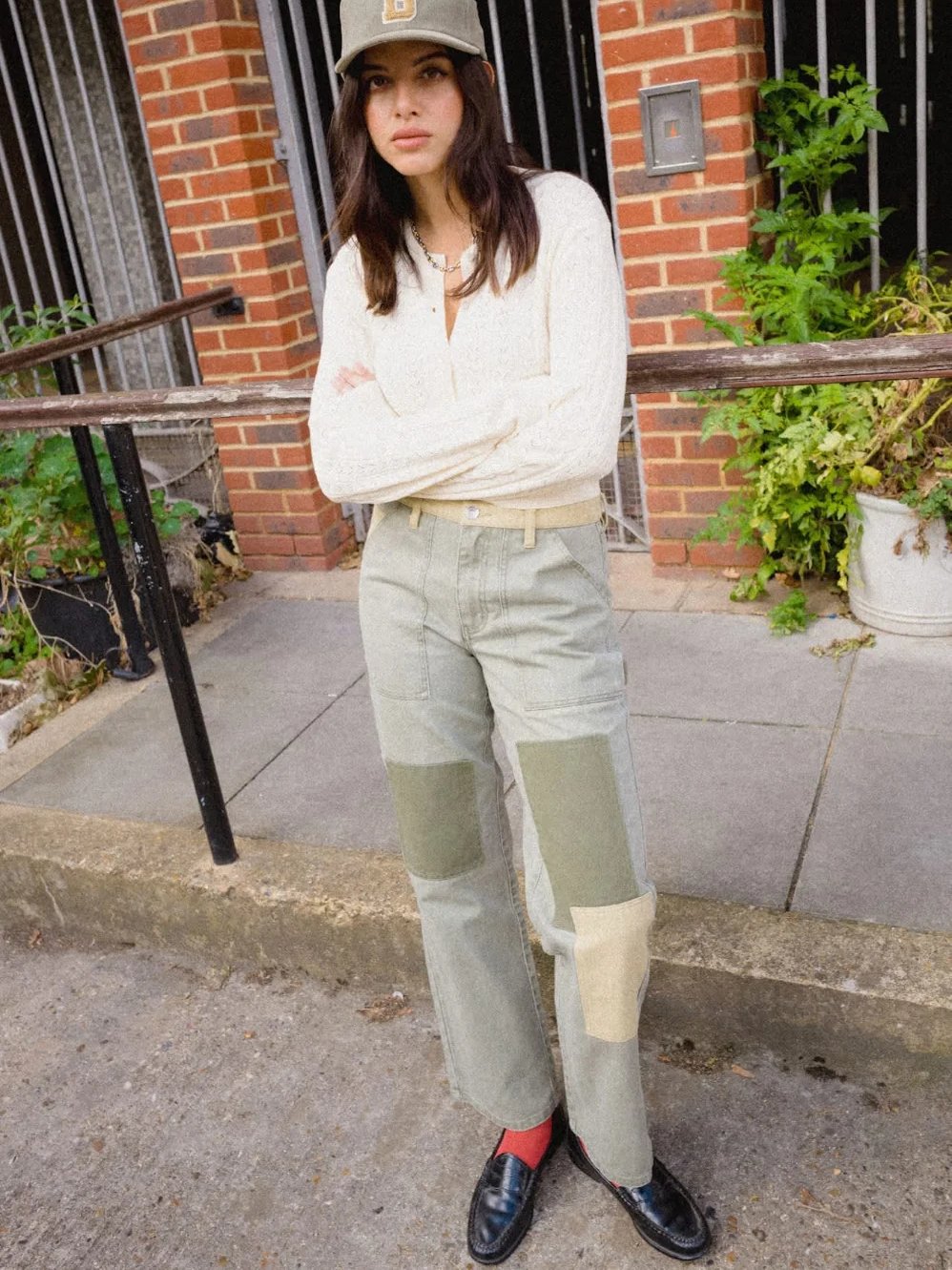 BRIXTON ESSEX PATCHWORK PAINTER PANT VINTAGE OLIVE 