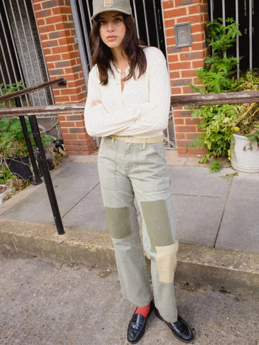 BRIXTON ESSEX PATCHWORK PAINTER PANT VINTAGE OLIVE 