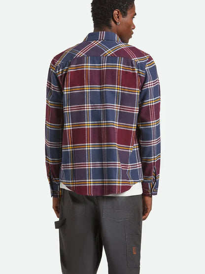 BRIXTON BOWERY FLANNEL MOOD INDIGO/PORT/SAFFRON 