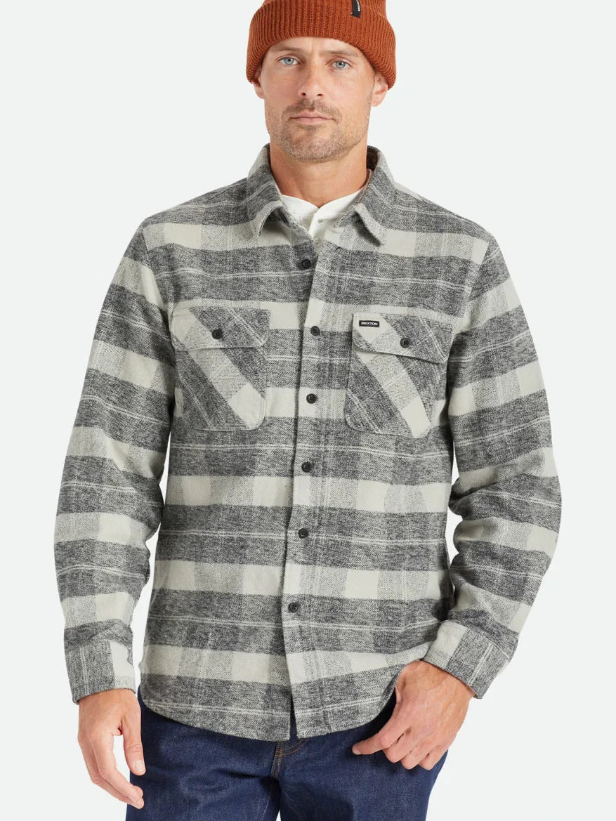 BRIXTON BOWERY HEAVY WEIGHT FLANNEL BLACK/CHCARCOAL 