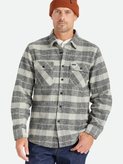 BRIXTON BOWERY HEAVY WEIGHT FLANNEL BLACK/CHCARCOAL 
