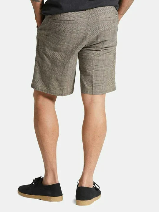 BRIXTON CHOICE CHINO SHORT 9" BROWN/CREAM HOUNDSTOOTH