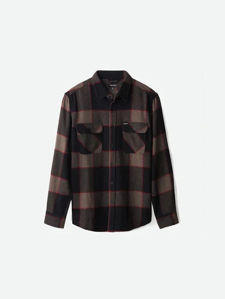 BRIXTON BOWERY FLANNEL HEATHER GREY/CHARCOAL