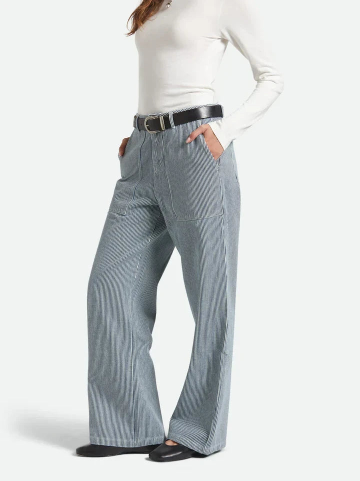 BRIXTON JANE UTILITY WIDE LEG PANT OFF WHITE/INDIGO 