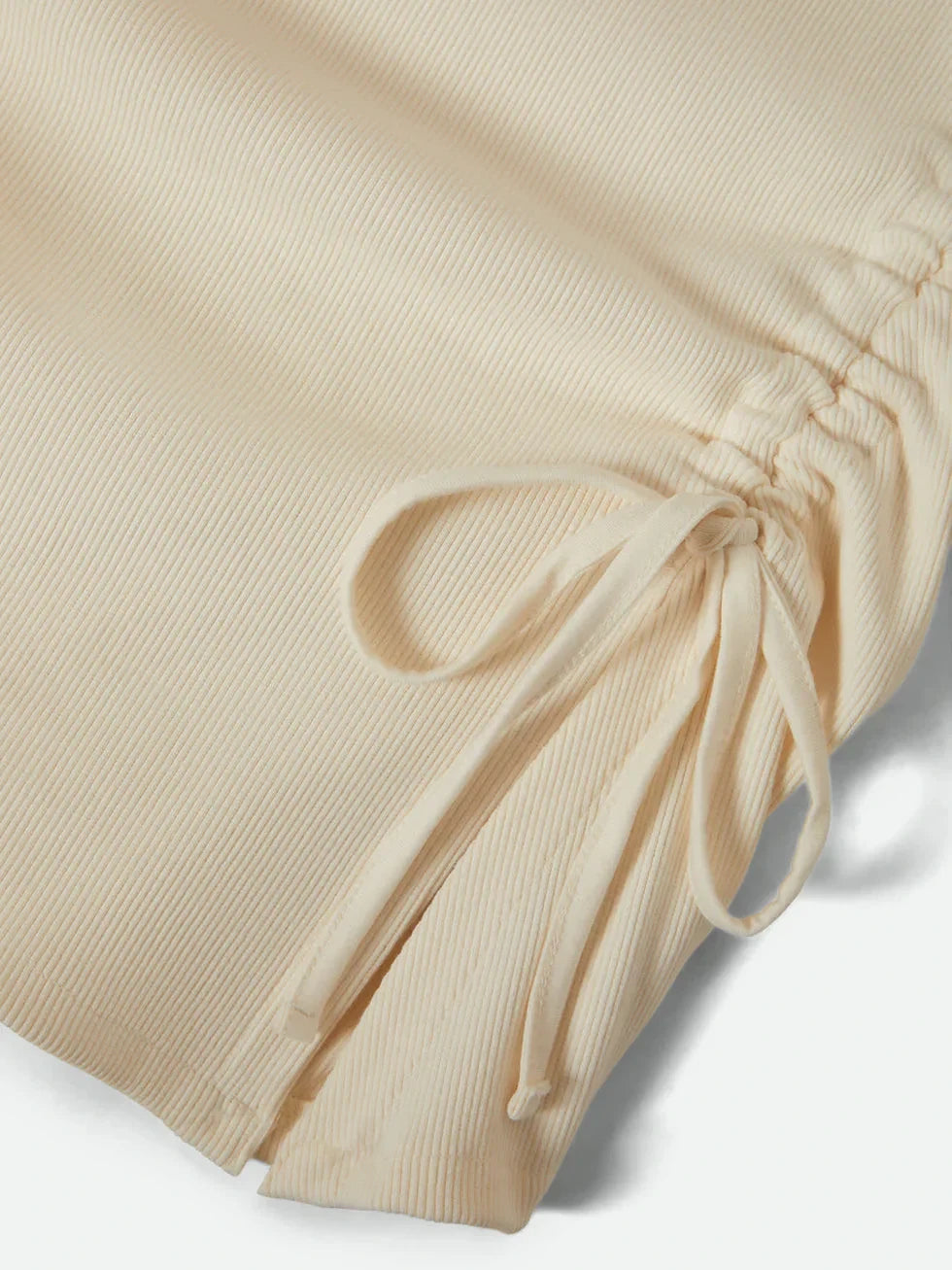 BRIXTON RIBBED CINCH MINI DRESS OFF WHITE 