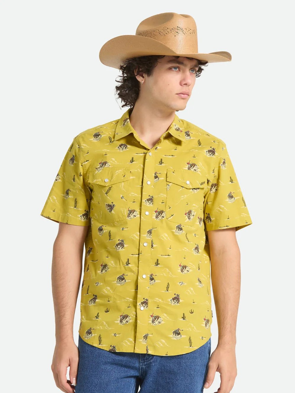BRIXTON LONE STAR X BRIXTON SHORT SLEEVE SHIRT TEXAS GOLD 