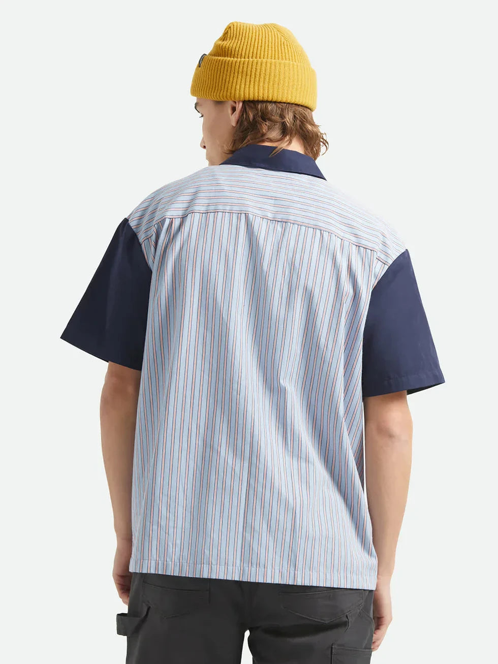 BRIXTON BUILDERS OLSON SHORT SLEEVE SHIRT BLUE STRIPE 