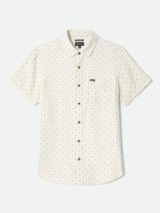 BRIXTON CHARTER SLUB SHORT SLEEVE SHIRT OFF WHITE MICRO GEO