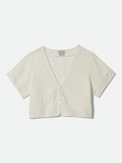 BRIXTON SEASIDE EYELET TOP OFF WHITE