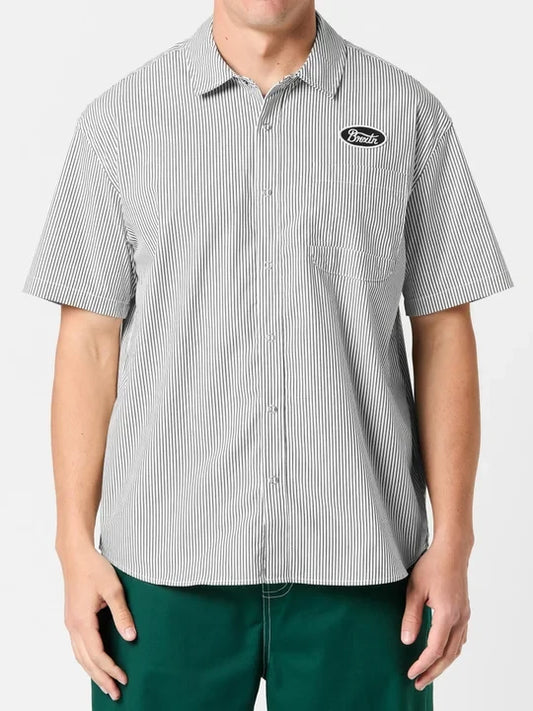 BRIXTON BUILDERS AUTO SHORT SLEEVE SHIRT BLACK/OFF WHITE