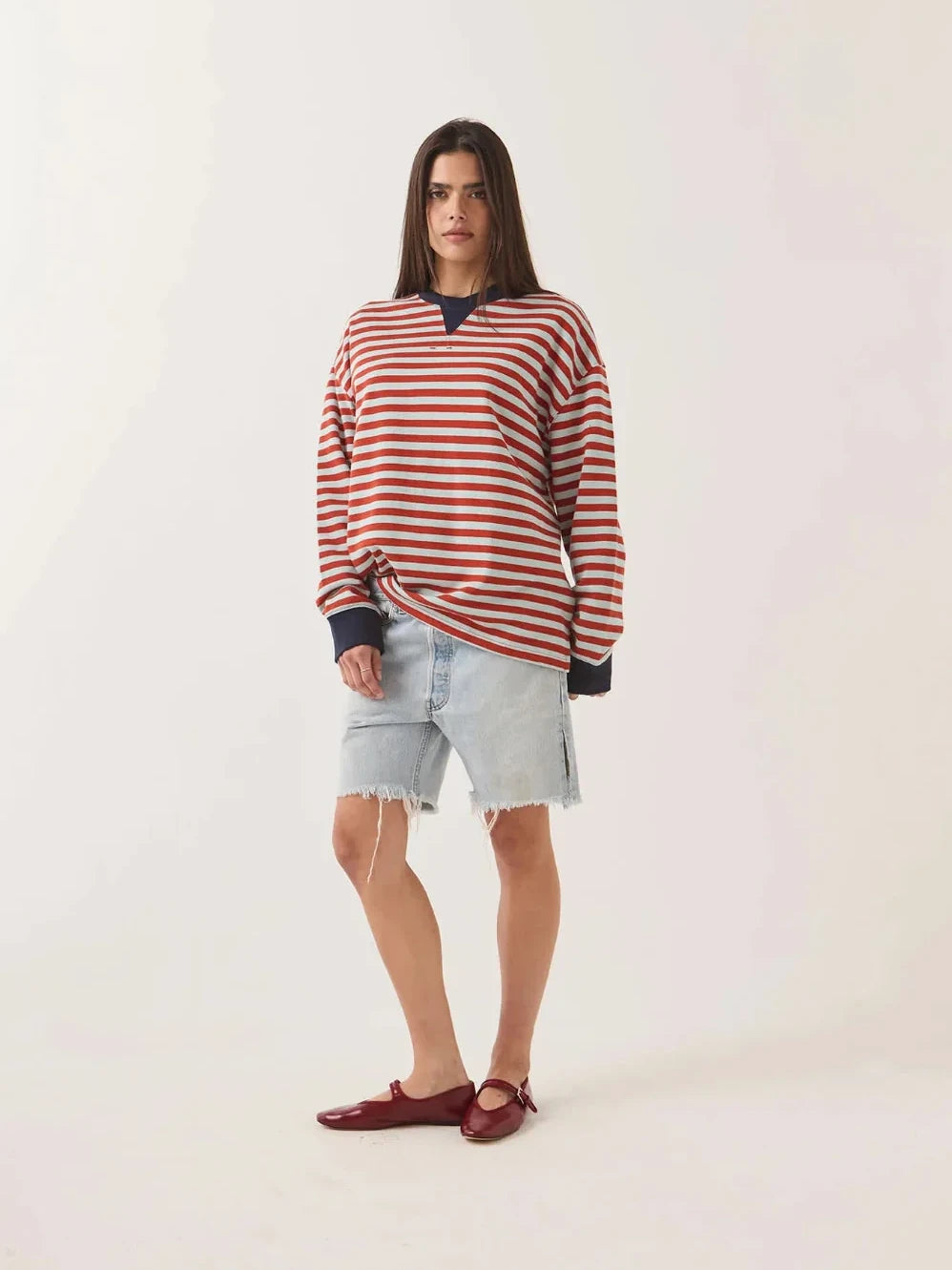 BRIXTON RETRO LONG SLEEVE CREW SEAGRASS/RUST 