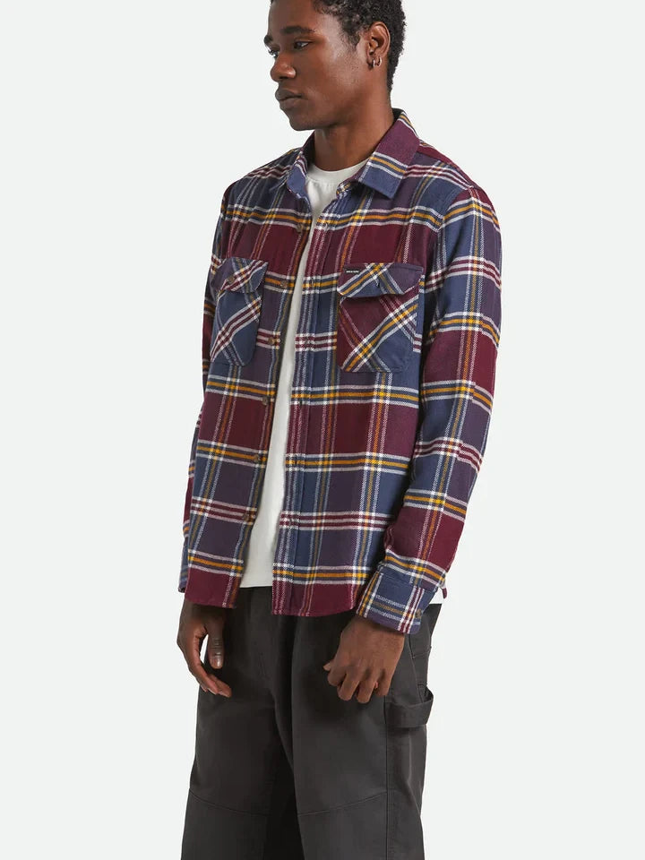 BRIXTON BOWERY FLANNEL MOOD INDIGO/PORT/SAFFRON 