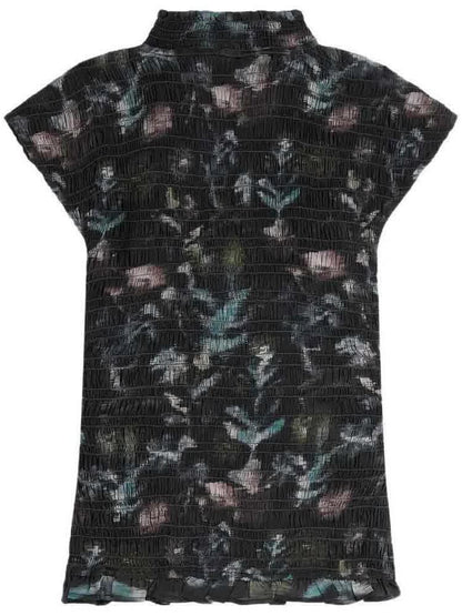 S&S PRINTED SMOCKED SHORT SLEEVE TOP 