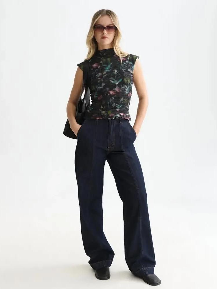 S&S PRINTED SMOCKED SHORT SLEEVE TOP 