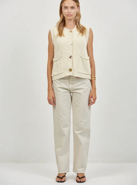 A.REN MOD BUTTONED VEST TOP NATURAL 