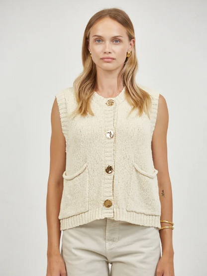 A.REN MOD BUTTONED VEST TOP NATURAL 