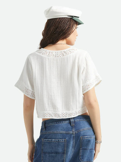 BRIXTON SEASIDE EYELET TOP OFF WHITE