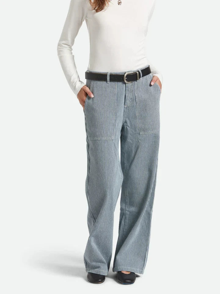 BRIXTON JANE UTILITY WIDE LEG PANT OFF WHITE/INDIGO 