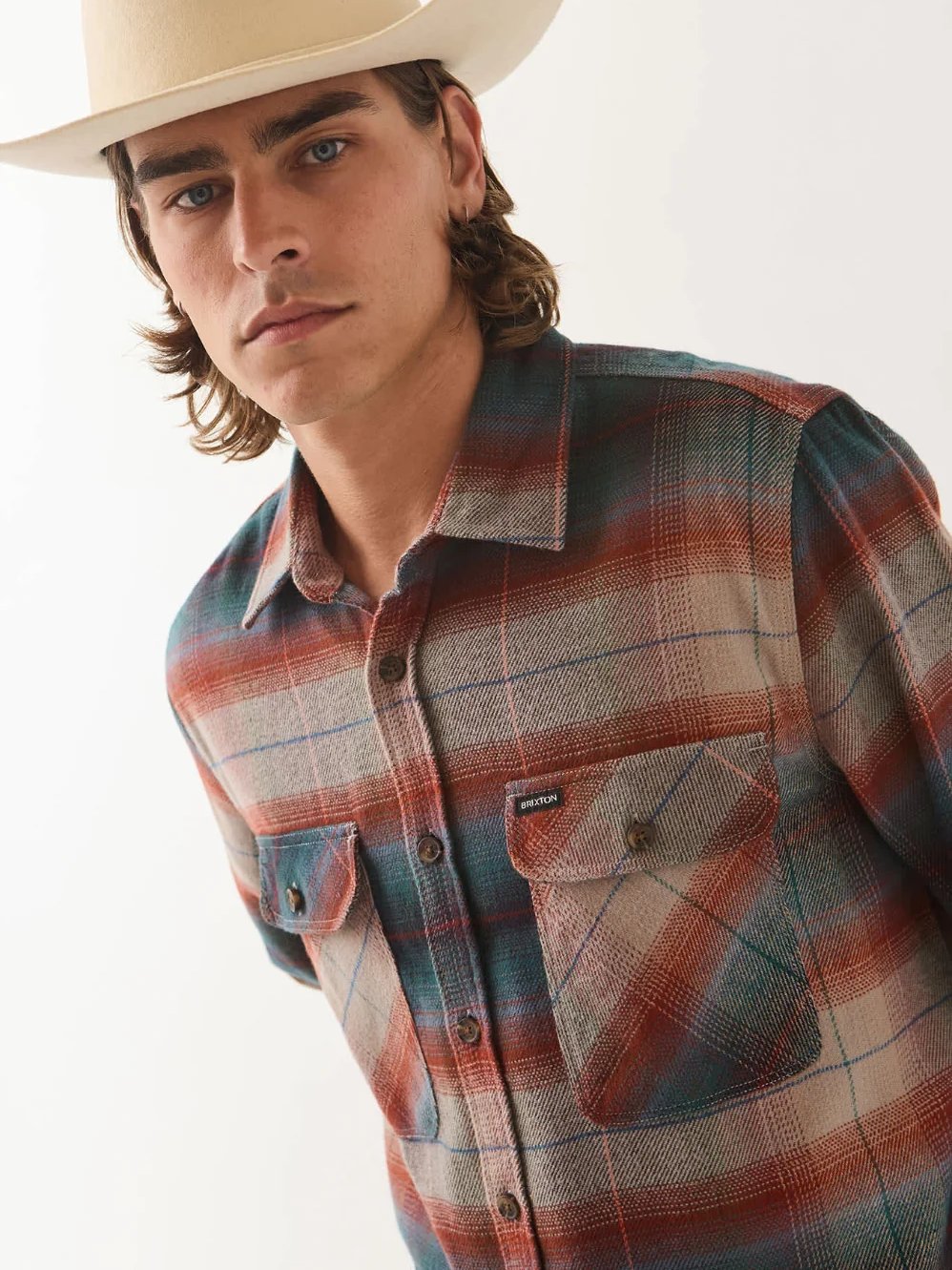 BRIXTON BOWERY FLANNEL MULTI SHADOW 