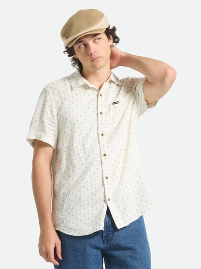 BRIXTON CHARTER SLUB SHORT SLEEVE SHIRT OFF WHITE MICRO GEO