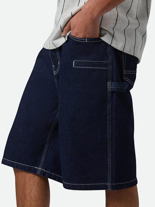 BRIXTON BUILDERS CARPENTER BAGGY SHORT RINSE DENIM 