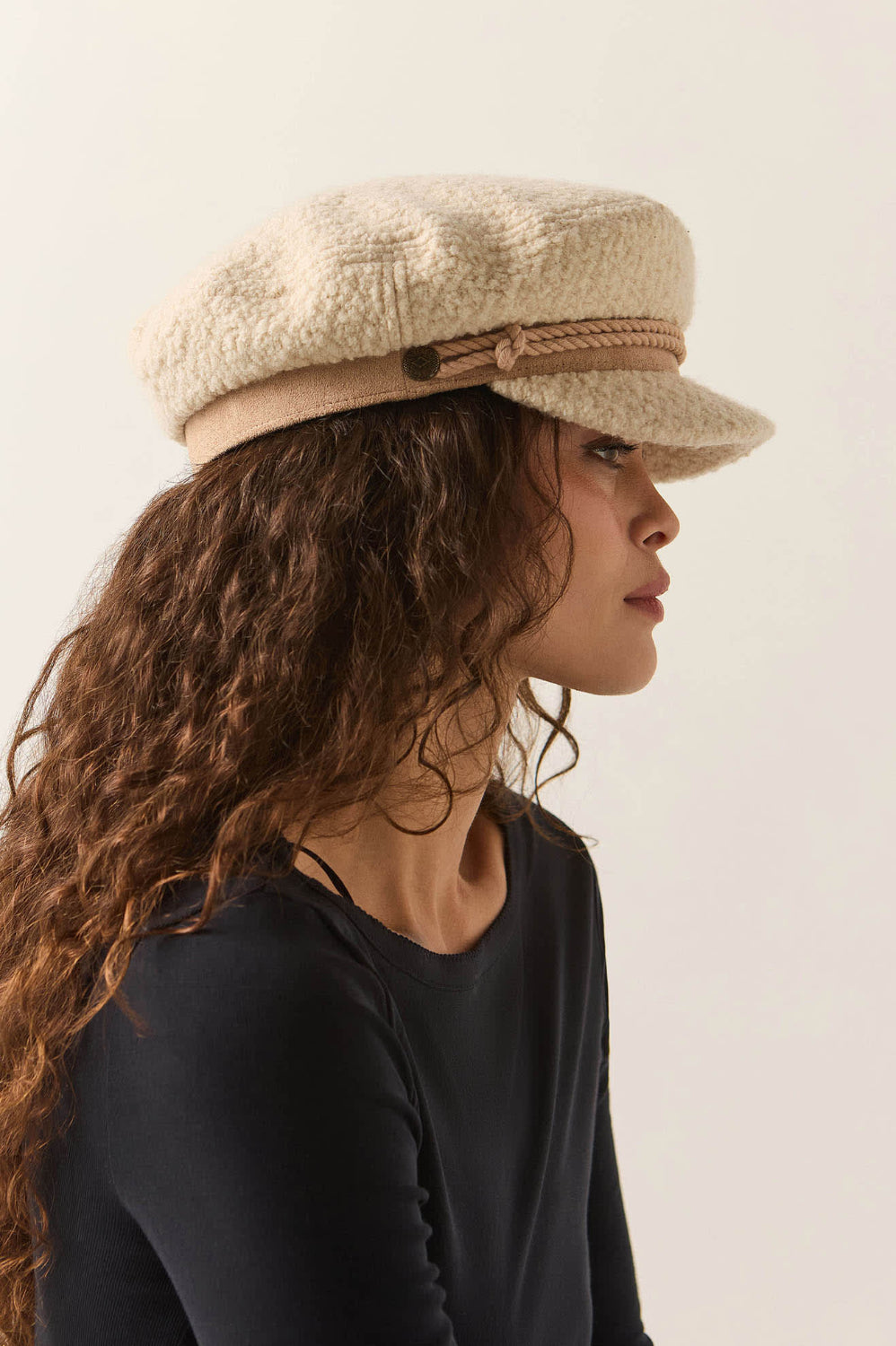 BRIXTON FIDDLER CAP NATURAL SHERPA 