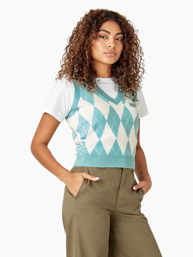 DICKIES ARGYLE SWEATER VEST TURQUOISE 