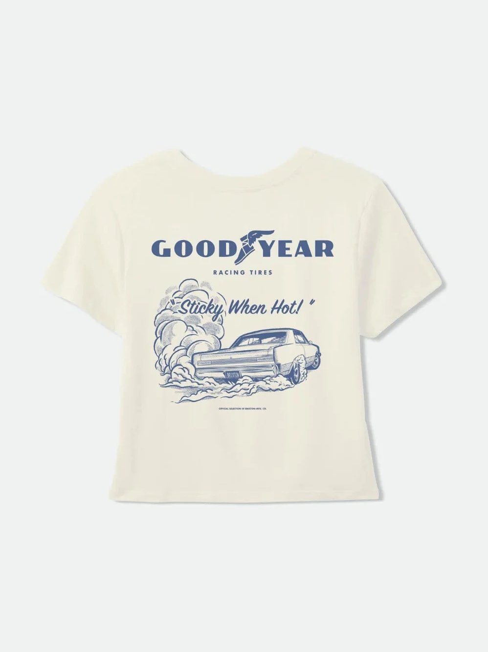 BRIXTON GOODYEAR BURNOUT BOXY CREW TEE OFF WHITE 