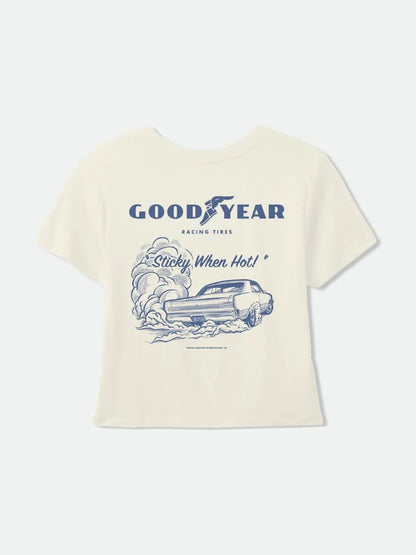BRIXTON GOODYEAR BURNOUT BOXY CREW TEE OFF WHITE 