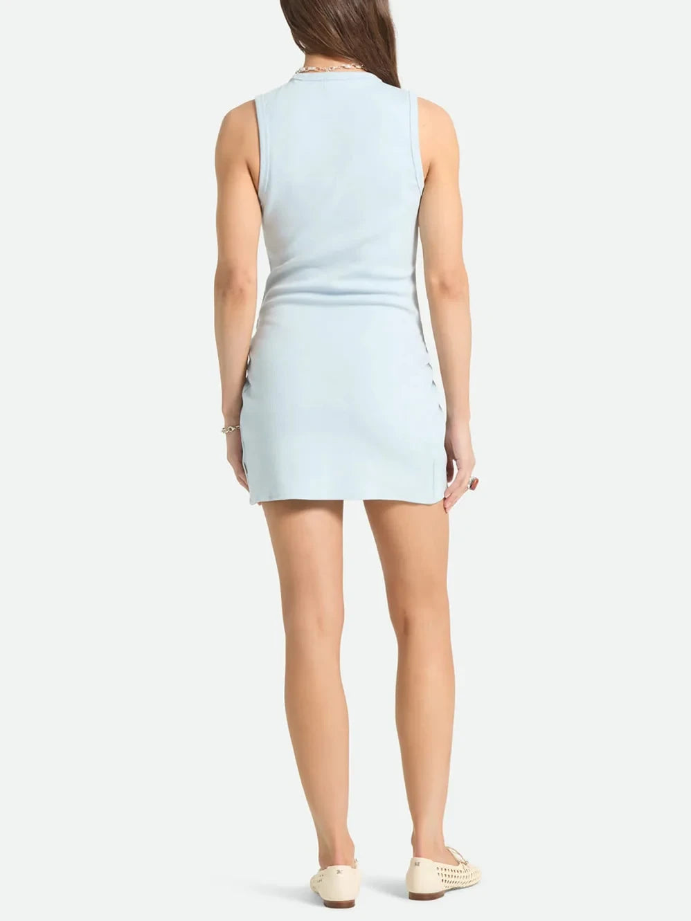 BRIXTON RIBBED CINCH MINI DRESS BLUE AURA 