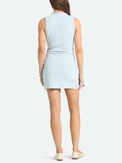 BRIXTON RIBBED CINCH MINI DRESS BLUE AURA 