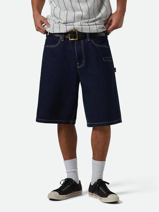 BRIXTON BUILDERS CARPENTER BAGGY SHORT RINSE DENIM 