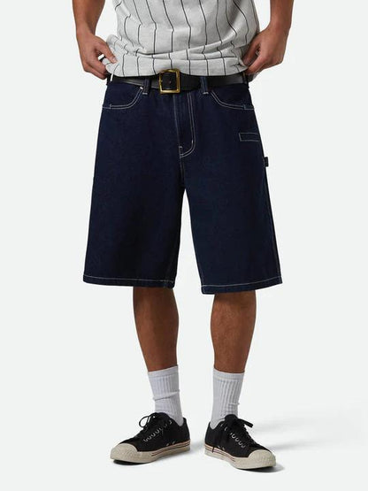 BRIXTON BUILDERS CARPENTER BAGGY SHORT RINSE DENIM 