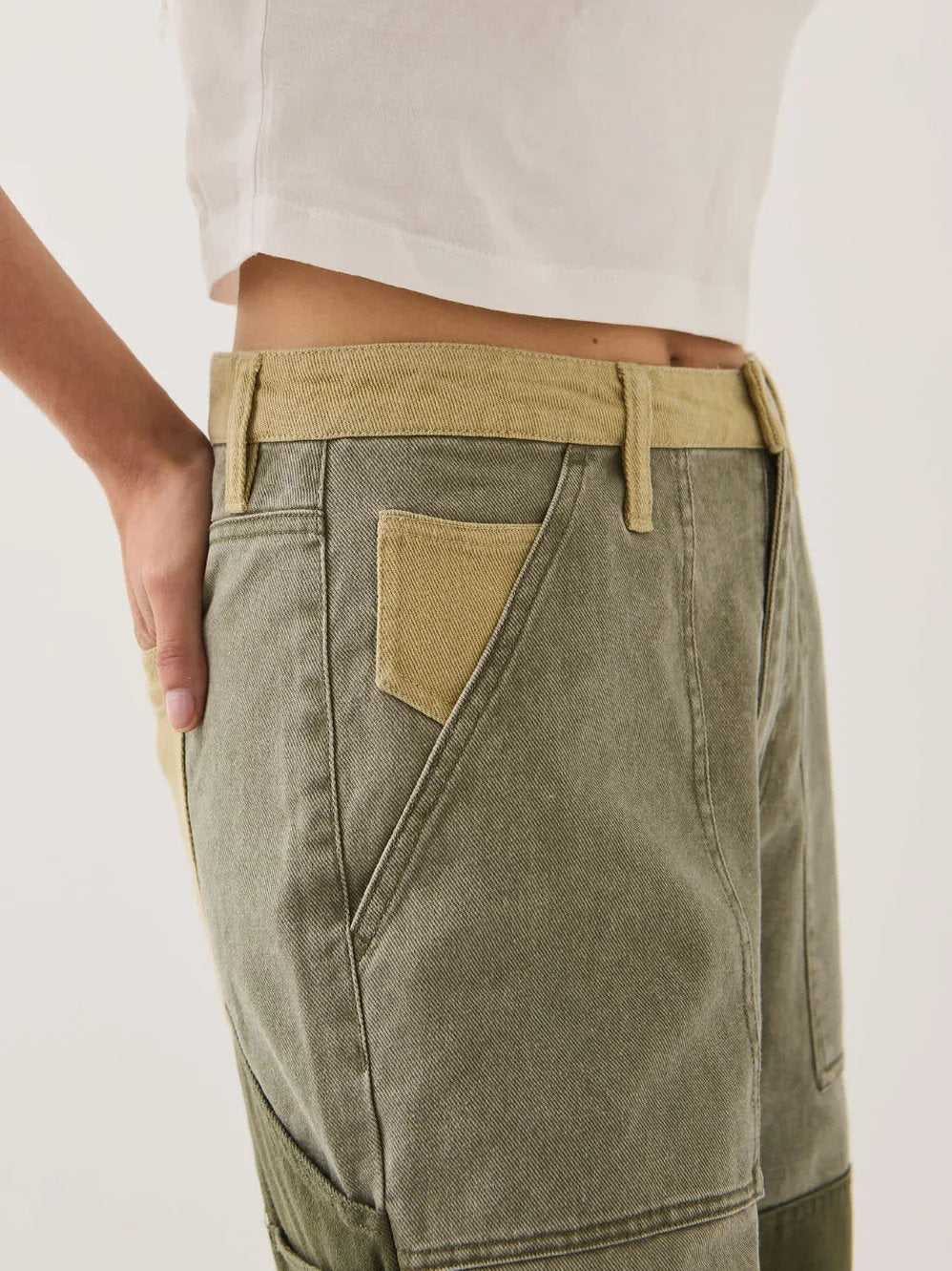 BRIXTON ESSEX PATCHWORK PAINTER PANT VINTAGE OLIVE 