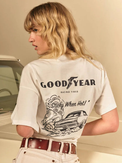 BRIXTON GOODYEAR BURNOUT BOXY CREW TEE OFF WHITE 