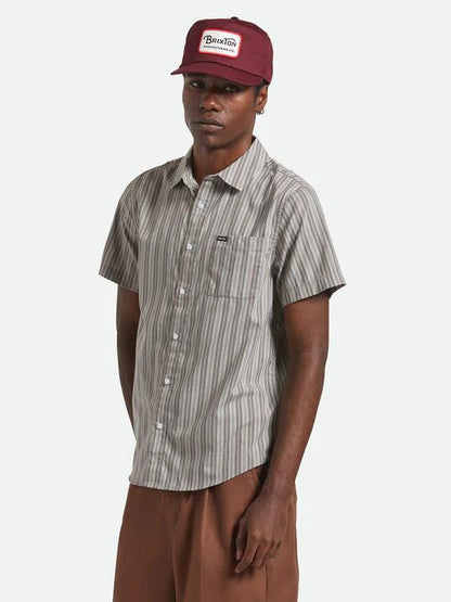 BRIXTON CHARTER STRIPE S/S SHIRT CHARCOAL GREY