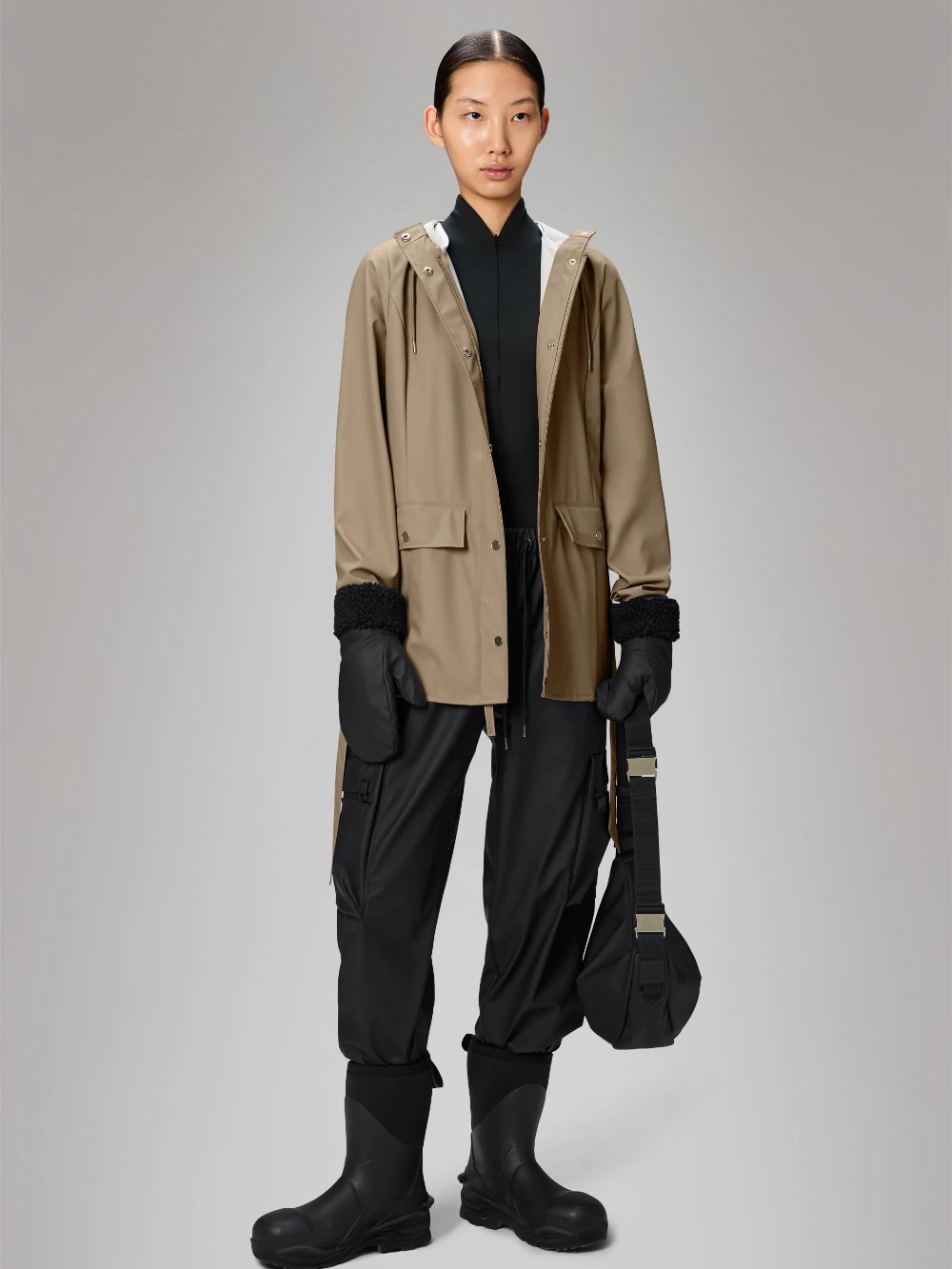RAINS CURVE JACKET W3 BEIGE 