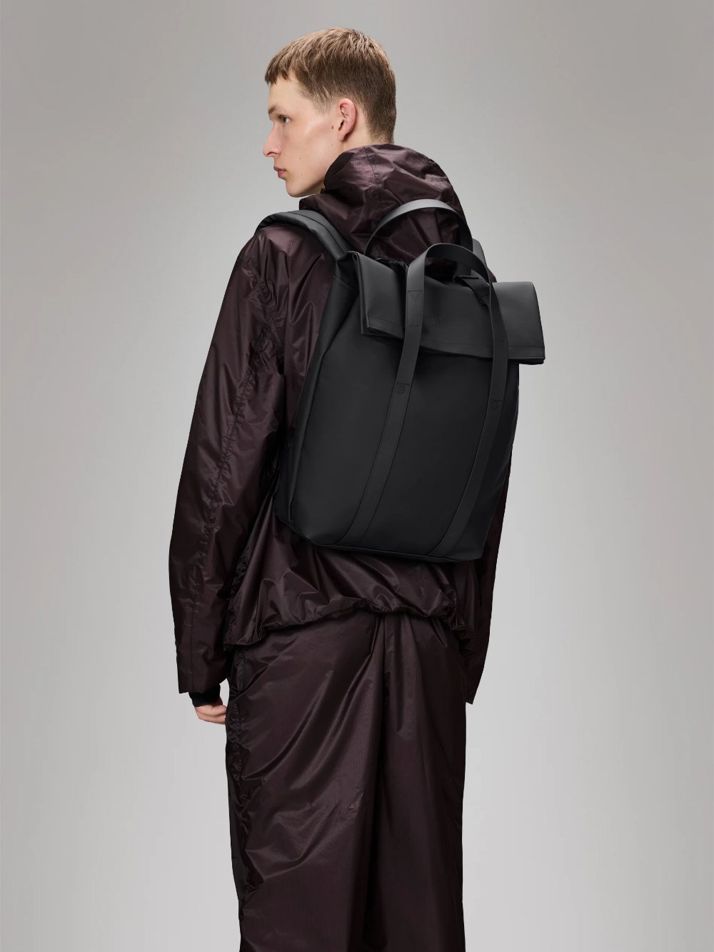 RAINS 2 WAY TOTE BACKPACK BLACK 
