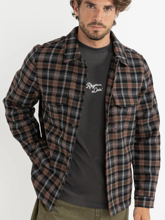 RHYTHM POLAR BOND LS FLANNEL CHARCOAL 