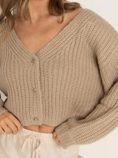 RHYTHM EADIE OVERSIZED KNIT CARDIGAN CREAM