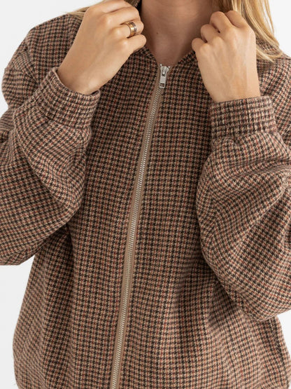 RHYTHM CHECK OVERSIZED BOMBER JACKET BROWN 