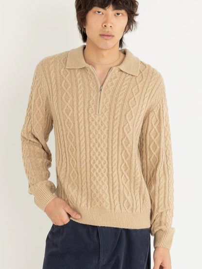 RHYTHM MOHAIR QUARTER ZIP FISHERMAN KNIT INCENSE