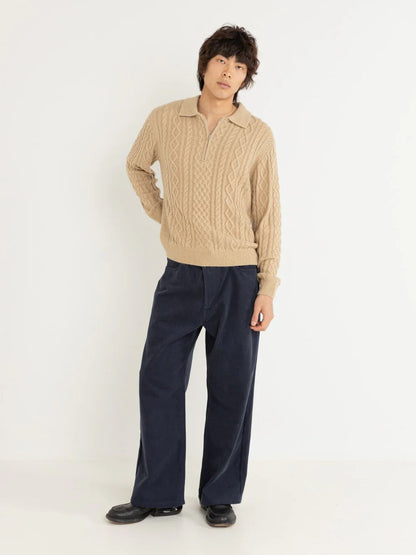 RHYTHM MOHAIR QUARTER ZIP FISHERMAN KNIT INCENSE